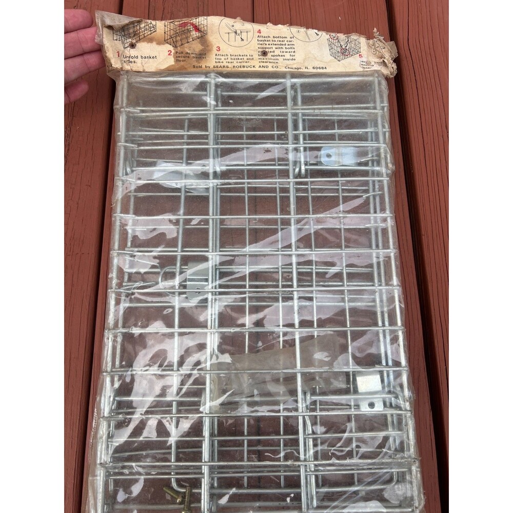 Vintage 48471 Sears Bike Shop Collapsible Bicycle Saddle Basket New Sealed NOS